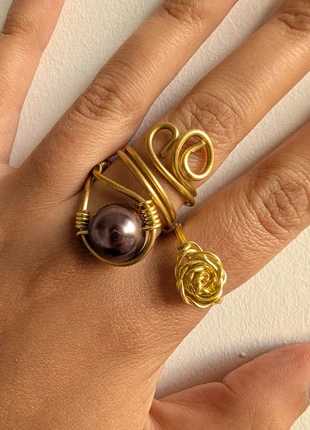 Handmade Gold Wire Rose Ring – Statement Boho (Size P), brand: Vintage Dressing, condition: New without tags, size: 18.1 mm / P½, £2.90, £3.75 includes Buyer Protection