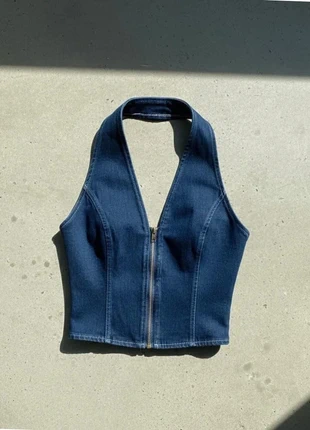 Top bustier en jean bleu zippé col halter – Y2K / Vintage / Streetwear / Tendance, marque: blue lotus, état: Très bon état, taille: M / 38 / 10, 31,99 €, 34,29 € Protection acheteurs incluse