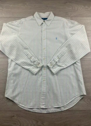 Chemise Ralph Lauren à carreaux blanche – Logo brodé bleu – Classic fit – 100% coton – Taille L, marca: Ralph Lauren, estado: Muito bom, tamanho: L, €20.00, €21.70 inclui Proteção do Comprador