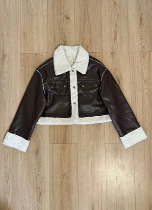 Veste aviateur marron doublée sherpa – Style rétro hiver, marque: Kako Paris, état: Neuf sans étiquette, taille: S / 36 / 8, 45,00 €, 47,95 € Protection acheteurs incluse