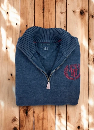 Pull 1/4 Zip, Halfzip Tommy Hilfiger Bleu marine/ Col camionneur/ Logo brodé /Taille S Homme vintage, marke: Tommy Hilfiger, zustand: Sehr gut, größe: S, 40,00 €, 42,70 € beinhaltet Vinted-Käuferschutz Pro
