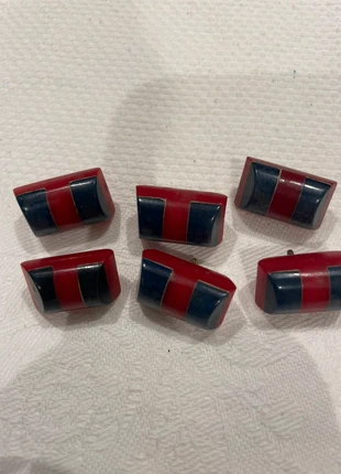 Set 6 Vintage Red and Navy Buttons, brand: NO LABEL, condition: Very good, £9.00, £10.15 includes Buyer Protection