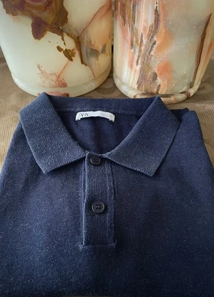 X-mas Deal: Zara - tricot polo in katoen & zijde, navy, merk: Zara, staat: Nieuw zonder prijskaartje, maat: L, € 34,50, € 36,93 inclusief Kopersbescherming