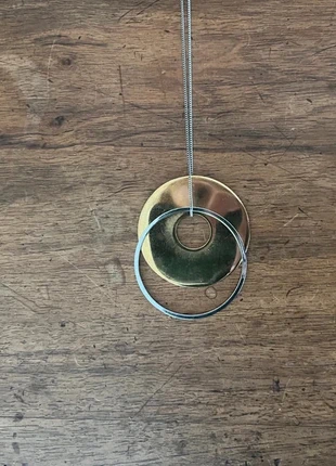 Collier long / sautoir métal or et argent double anneau, condition: Very good, €5.00, €5.95 includes Buyer Protection