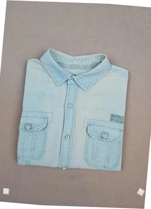 Chemise manches courtes Kaporal | Bleu ciel motifs brodés | regular fit taille L, brand: Kaporal, condition: Very good, size: L, €9.90, €11.10 includes Buyer Protection