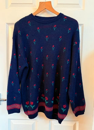 Vintage St Michael Floral Knit Jumper – Made in the UK – Size 20, brand: St Michael, condition: Good, size: 4XL / 20, £25.00, £26.95 includes Buyer Protection