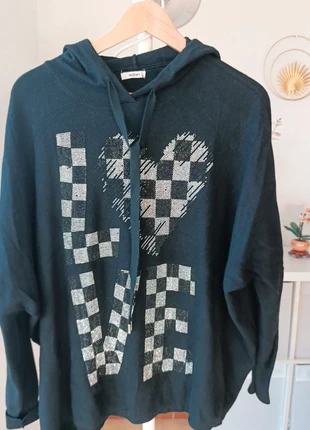 Sweat fin Moewy noir – Motif Love & cœur à strass – Taille unique, marque: Moewy, état: Bon état, taille: Taille unique, 25,00 €, 26,95 € Protection acheteurs (Pro) incluse