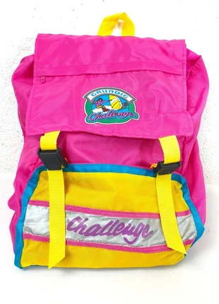 Sac à dos vintage Grundig Challenge années 90 colorblock rose jaune bleu, brand: Vintage Dressing, condition: Very good, €23.90, €25.80 includes Buyer Protection Pro
