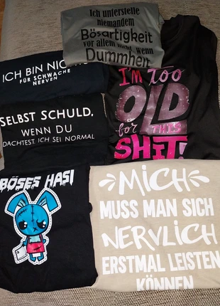 Sprüche T Shirts 6 Stück, marque: Gemischt, état: Très bon état, taille: L / 40 / 12, 15,00 €, 16,45 € Protection acheteurs incluse