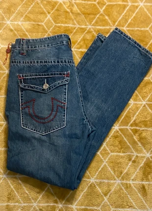 Jeans True Religion Bootcut straight flared Denim raw faded Distressed Washed Loose relaxed W36, merk: True Religion, staat: Heel goed, maat: W36 | FR 46, € 49,90, € 53,10 inclusief Kopersbescherming