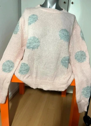 Pull en laine & alpaga – rose à motifs ronds gris – neuf – taille M – fabriqué en Italie, staat: Nieuw zonder prijskaartje, maat: M / 38 / 10, € 6,00, € 7,00 inclusief Kopersbescherming