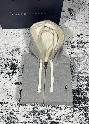 Pull Gilet à Capuche Zip Ralph Lauren Gris | Logo Brodé Bordeux | Taille XL, brand: Ralph Lauren, condizioni: Ottime, taglia: XL, €52.99, €56.34 include la Protezione acquisti