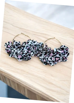 Boucles d’oreilles créoles dorées & léopard multicolores en tissu, marca: Boutique vintage, estado: Muito bom, €4.50, €5.43 inclui Proteção do Comprador