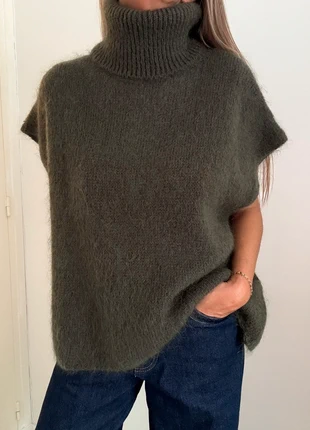 Pull oversize à col roulé kaki 30% mohair TU, brand: Intuition, condition: Very good, size: One size, €45.00, €47.95 includes Buyer Protection