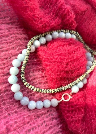 Aquamarine Necklace with a Silver Clasp, marque: GleeArtStudio, état: Neuf avec étiquette, 59,00 €, 62,65 € Protection acheteurs (Pro) incluse