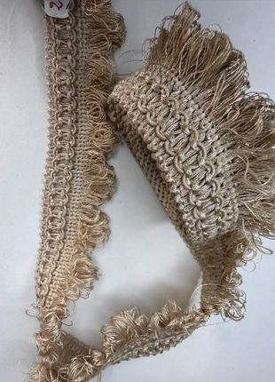 Galon tissé à franges effilées beige clair vintage par 2 mètres, brand: Galon frange vintage passementerie, condizioni: Ottime, €4.50, €5.43 include la Protezione acquisti