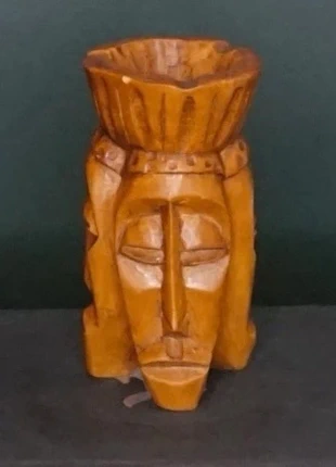 Hand Carved Tribal Mask Wooden Ashtray Primitive Folk Art Vessel, brand: Unique, condition: Good, £6.00, £7.00 includes Buyer Protection