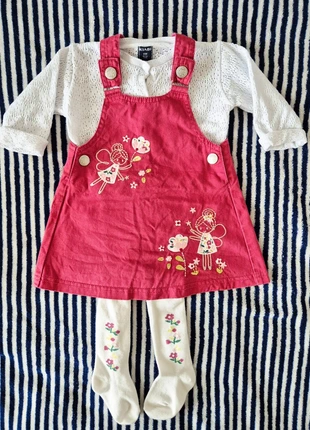 Robe salopette bordeaux à motifs brodés fées et fleurs KIABI 6 mois – 100% coton. 🌸, brand: Kiabi, condizioni: Ottime, taglia: 3-6 mesi / 62 cm, €5.00, €5.95 include la Protezione acquisti