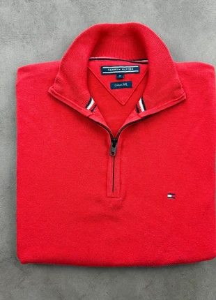 Pull Tommy Hilfiger Half zip 1/4 zip col camionneur Rouge logo brodé Taille M #B001 - 215, marca: Tommy Hilfiger, estado: Muito bom, tamanho: M, €35.00, €37.45 inclui Proteção do Comprador