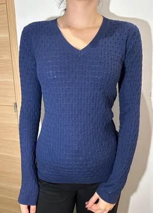 Pull Tommy Hilfiger bleu marine - Col V - Taille S - Femme, merk: Tommy Hilfiger, staat: Heel goed, maat: S / 36 / 8, € 19,90, € 21,60 inclusief Kopersbescherming
