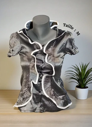 Chemise femme, chemisette à volants, style vintage chic, taille M, marke: Laetitia Star, zustand: Sehr gut, größe: M / 38 / 10, 15,00 €, 16,45 € beinhaltet Vinted-Käuferschutz Pro