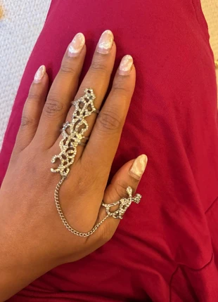 2-piece silver ring with chain, brand: Indian Emporium, condition: Very good, size: Adjustable, £5.00, £5.95 includes Buyer Protection