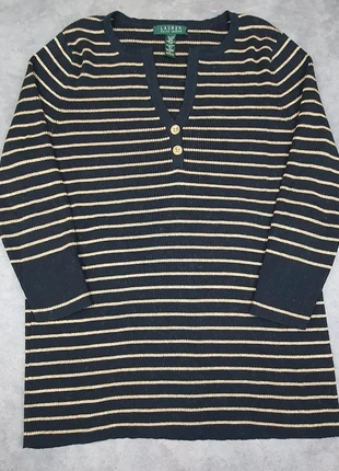 Pull col v boutonné manches 3/4 noir et doré Marque Lauren Ralph Lauren Taille 1X, brand: Lauren Ralph Lauren, condition: Very good, size: Other, €29.00, €31.15 includes Buyer Protection Pro