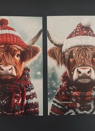 SALE! Set van 2 dubbele wenskaarten 'Hooglanders' inclusief enveloppen, staat: Nieuw met prijskaartje, € 1,00, € 1,75 inclusief Kopersbescherming