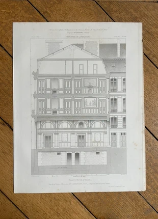 Maison de Paris au XIXeme siècle - Planche architecture vintage, marque: Maison, état: Bon état, 19,00 €, 20,65 € Protection acheteurs (Pro) incluse