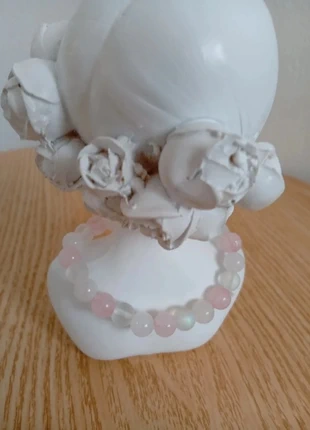 Bracelet en pierres naturelles Lithothérapie quartz rose pierre de lune, staat: Heel goed, € 12,00, € 13,30 inclusief Kopersbescherming Pro