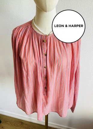 Blouse bohème Léon & Harper en coton bio – rayée – taille S – parfait état, marca: Leon & Harper, estado: Muito bom, tamanho: S / 36 / 8, €32.00, €34.30 inclui Proteção do Comprador