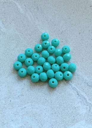 Fil de perles rondelles à facettes en verre turquoise - 6x4mm - PTU3-7, état: Neuf avec étiquette, 2,30 €, 3,12 € Protection acheteurs (Pro) incluse