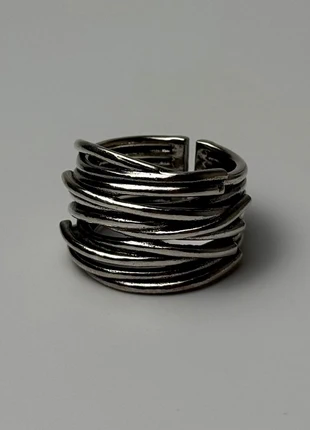 Bague abstraite en acier inoxydable argenté massif, ajustable ring, mode abstraite argenté chic, merk: Argent, staat: Heel goed, maat: Aanpasbaar, € 10,00, € 11,20 inclusief Kopersbescherming Pro