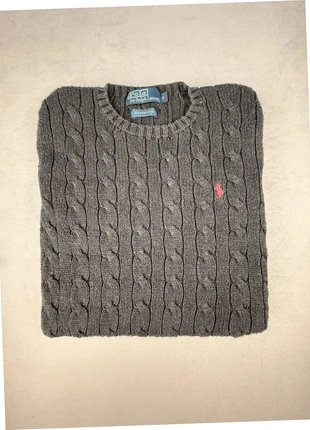 ralph lauren pull torsadé gris anthracite col rond logo bordeaux coton femme taille S “421”, marque: Ralph Lauren, état: Très bon état, taille: XS, 60,00 €, 63,70 € Protection acheteurs (Pro) incluse