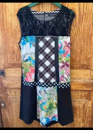 Robe noire Rinascimento débardeur dentelle fleurie à carreaux à pois coupe courte col rond, brand: Rinascimento, condition: New without tags, size: XL / 42 / 14, €5.50, €6.48 includes Buyer Protection