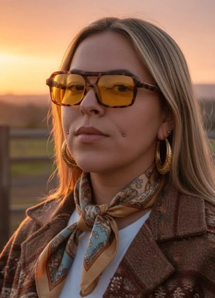 yellow lens retro style sunglasses square aviator, marque: Vintage Dressing, état: Neuf avec étiquette, 15,00 €, 16,45 € Protection acheteurs incluse