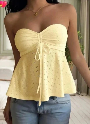 Top peplum dos nus brodé jaune citron hippie style taille S (ref 1), marca: Hippie Chic, estado: Novo sem etiquetas, tamanho: S / 36 / 8, €11.12, €12.38 inclui Proteção do Comprador