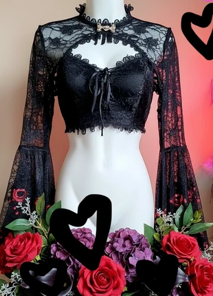 Quality Victorian gothic wide flared sleeves lace bolero top UK16 UK18, brand: gothic lace bolero, condition: Very good, size: L / UK 16-18, £21.00, £22.75 includes Buyer Protection
