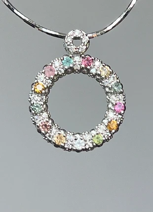 Pendentif en tourmaline naturelle multicolore – cercle lumineux, marque: tourmaline, état: Très bon état, 13,00 €, 14,35 € Protection acheteurs (Pro) incluse