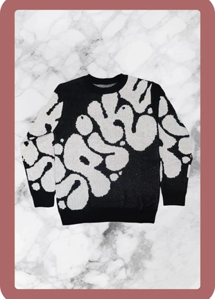 Pull y2k vintage noir avec motif blanc M, marca: y2k, estado: Novo sem etiquetas, tamanho: M, €25.00, €26.95 inclui Proteção do Comprador