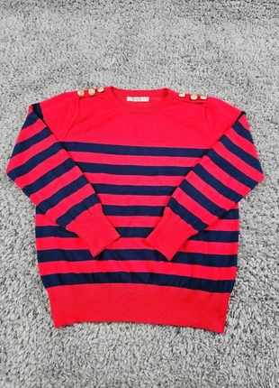 Pull maille marinière rouge et bleu marine femme bouton sur épaule Taille L 40, estado: Muito bom, tamanho: L / 40 / 12, €12.00, €13.30 inclui Proteção do Comprador