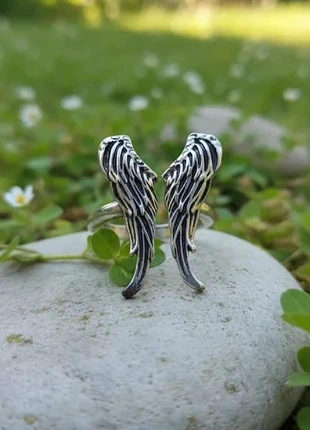 Bague double aile d'ange argentée acier inoxydable réglable, marque: Bague_Ange, état: Neuf avec étiquette, taille: Ajustable, 8,97 €, 10,12 € Protection acheteurs (Pro) incluse