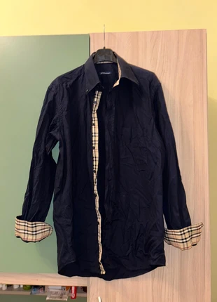 Camicia blu elegante con interno fantasia scozzese, merk: Vintage Love, staat: Heel goed, maat: M, € 5,00, € 5,95 inclusief Kopersbescherming