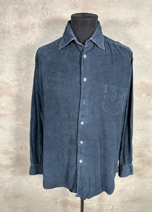 Chemise Vintage En Velours Côtelé / Corduroy Be. bleu nuit col boutonné poche taille L, brand: Vintage Dressing, condizioni: Ottime, taglia: L, €13.00, €14.35 include la Protezione acquisti Pro