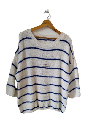 Pull oversize doudou coton American Vintage blanc bleu M EMO18B NEUF, marca: American Vintage, estado: Novo sem etiquetas, tamanho: M / 38 / 10, €65.00, €68.95 inclui Proteção do Comprador