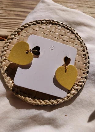 🎯 Magnifiques boucles d'oreilles coeurs en "cuir" de pommes, marca: Création Française, estado: Nuevo sin etiquetas, 7,90 €, 9,00 € Protección al comprador incluida