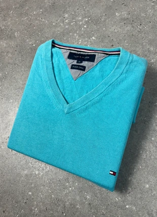 Pull/sweat a col V Tommy Hilfiger XL Homme bleu clair Premium coton logo brodé, brand: Tommy Hilfiger, condition: Very good, size: XL, €22.50, €24.33 includes Buyer Protection Pro