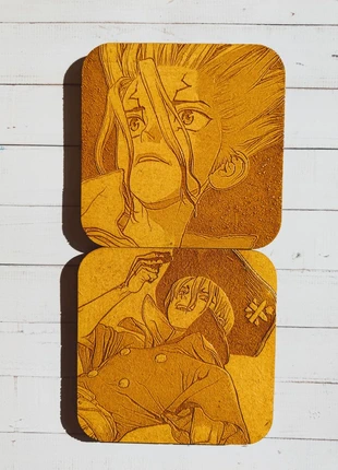 Lot de 2 dessous de verre / Dr.Stone, brand: Fait Main, condition: Very good, €12.00, €13.30 includes Buyer Protection Pro