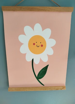 Affiche A3 - Fleurs chambre enfant marguerite mignonne couleur pastelle, staat: Heel goed, € 7,00, € 8,05 inclusief Kopersbescherming Pro