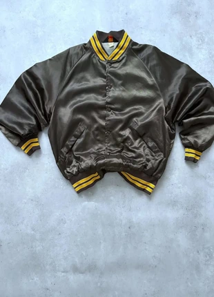 Veste satinée américaine Pla-Jac – Marron & Jaune / Vintage 90s / Homme / Taille XL, merk: pla-jac, staat: Heel goed, maat: XL, € 23,00, € 24,85 inclusief Kopersbescherming